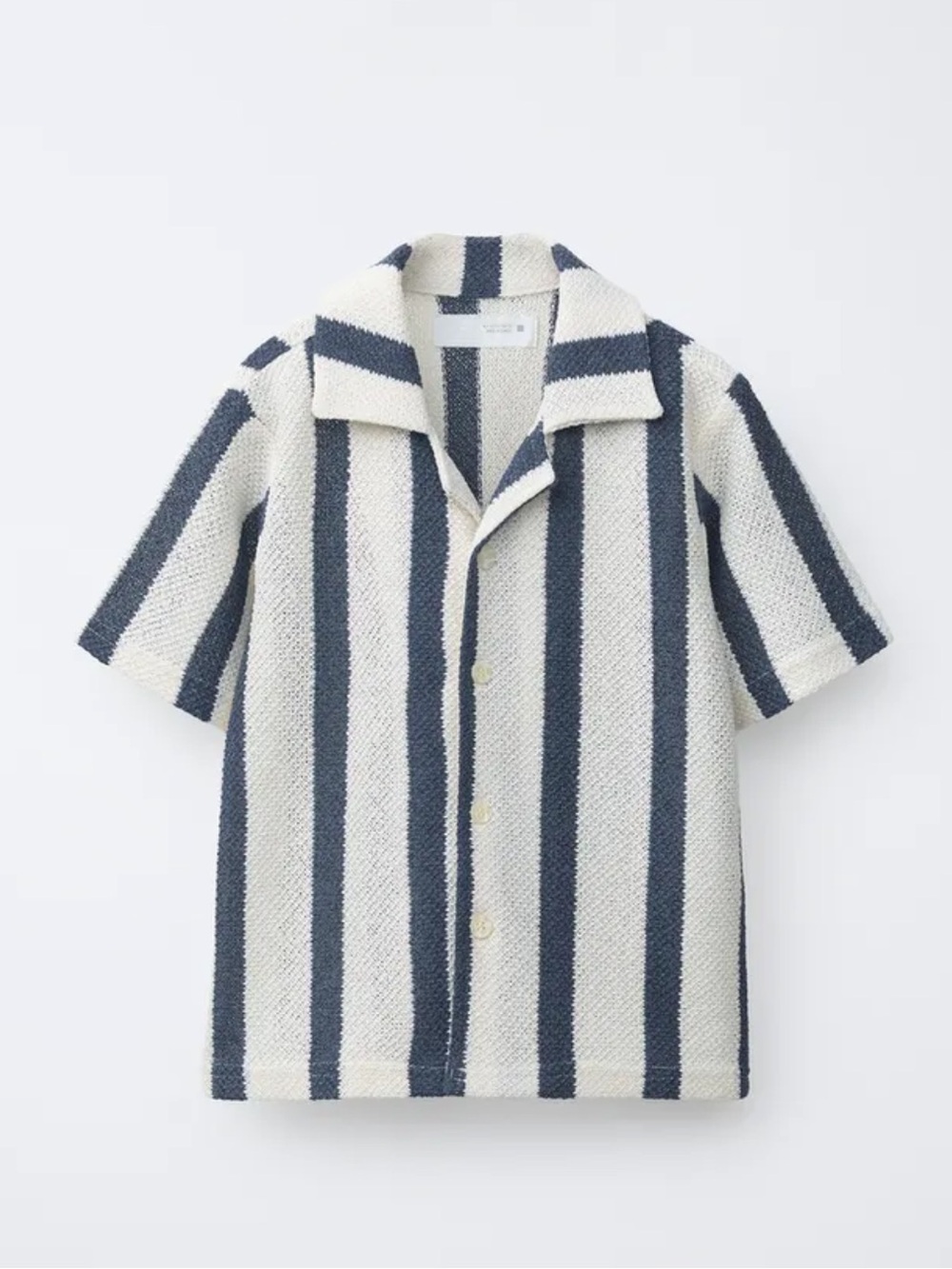 NWT Zara Navy and Cream Striped Knit Shirt